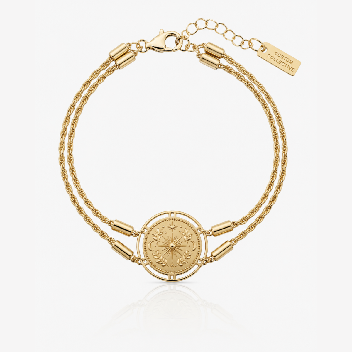 Two-Tone Leaf Crystal Bracelet