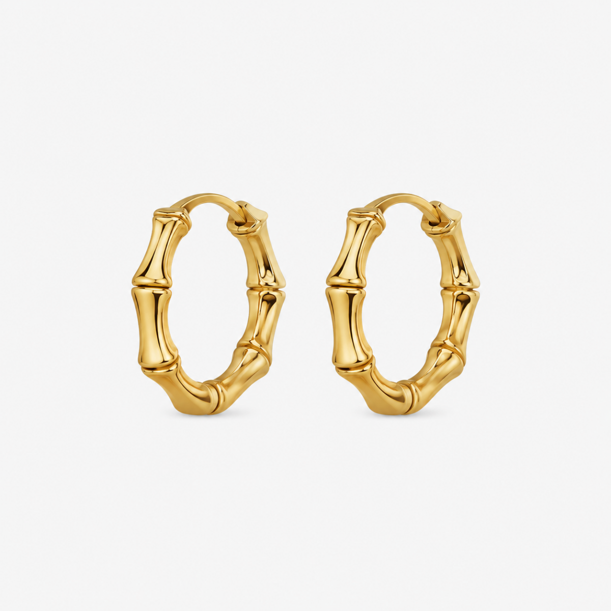 Gold Bamboo Hoop Earrings