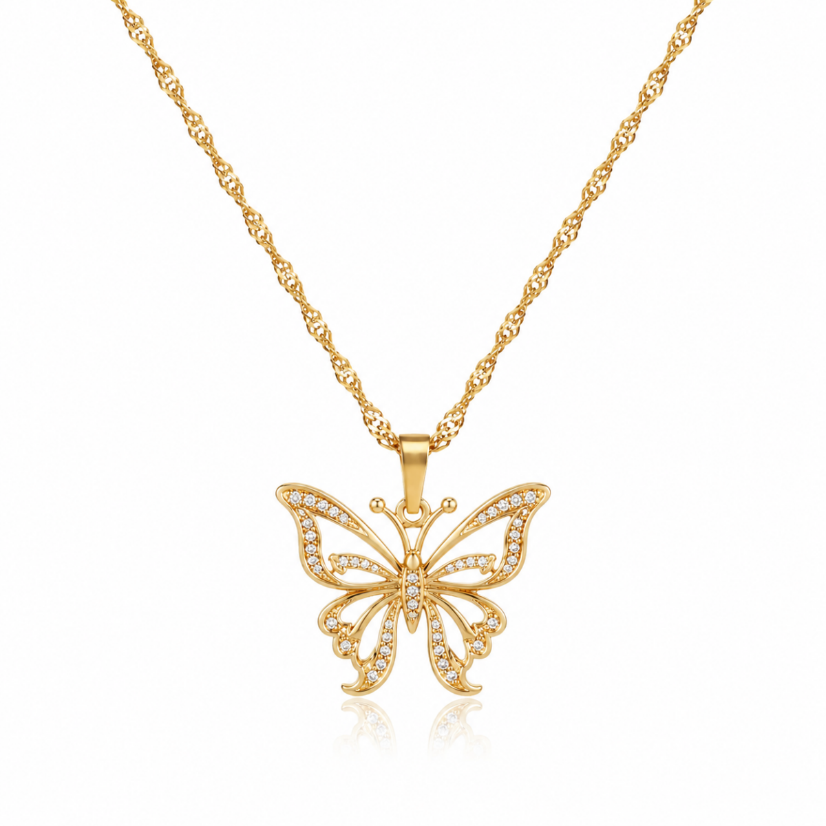 Crystal Butterfly Pendant Necklace