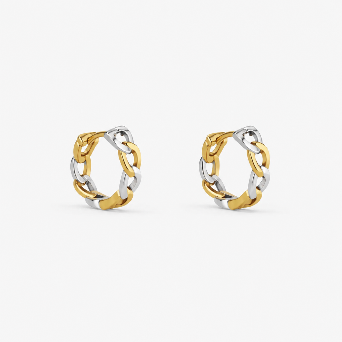 Two-Tone Chain Hoop Earrings