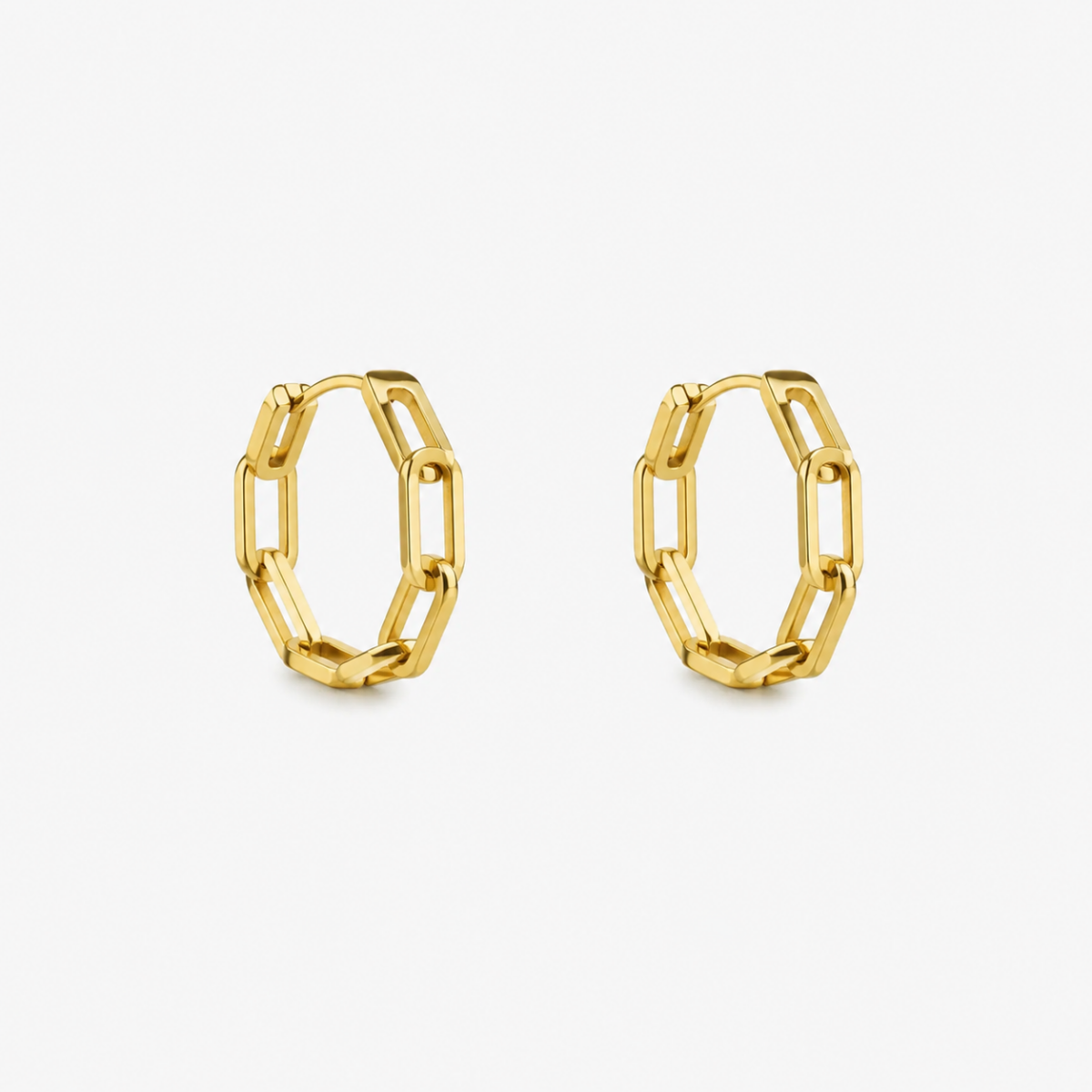 Gold Paperclip Link Hoop Earrings