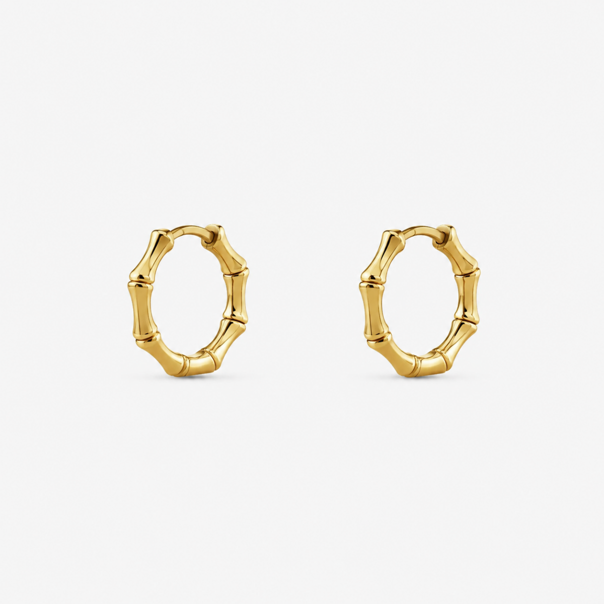 Petite Gold Bamboo Hoop Earrings