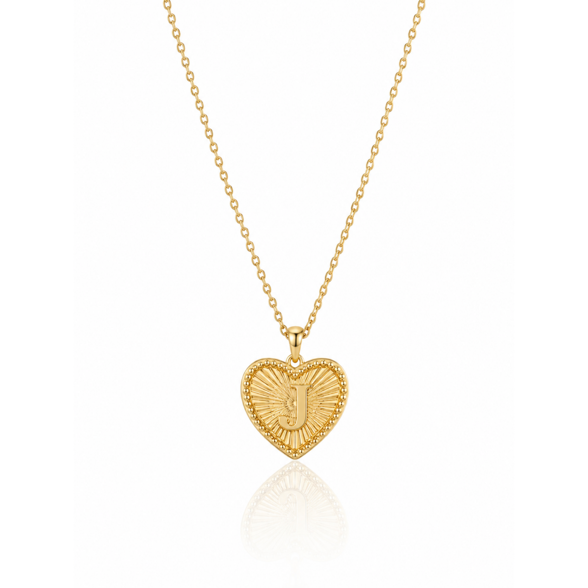 Sunburst Heart Letter J Necklace