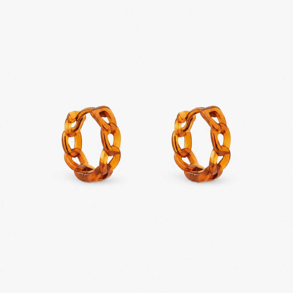 Amber Resin Chain Hoop Earrings