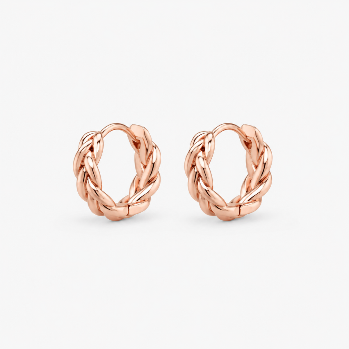 Rose Gold Braided Hoop Earrings